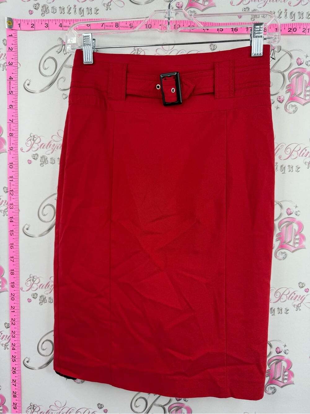 le chateau skirt retro belted pin up girl Red Belted Pencil Skirt